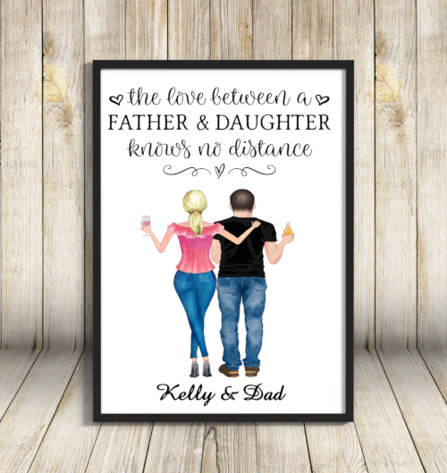 Father & Daughter A4 Print, Custom Father and Daughter Picture,
